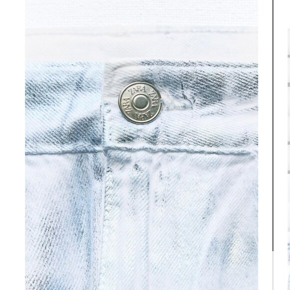 NWT ZARA MID WAIST TRF FOIL BALLOON BAGGY JEANS PASTEL BLUE - Picture 7 of 9